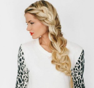 Simple Braid With Poof Hairstyle blonf hairs