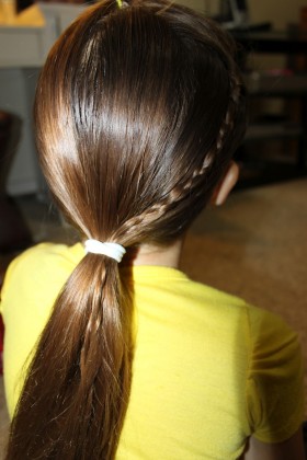 Simple Braid With Poof Hairstyle brown hairs