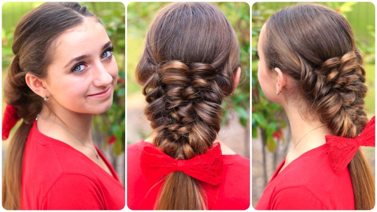 Simple Braid With Poof Hairstyle young girl