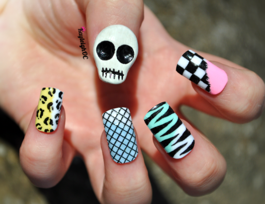 Funky Party Girly Nail Art - Nail Art Guide