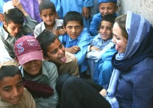 angelina jolie wearing shalwar kameez - salwar kameez - tongue out and playing with childern