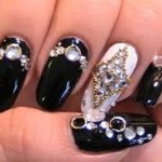 Express your beauty through black nail art 012