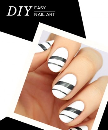 Visual Stripes a colorful nail art design