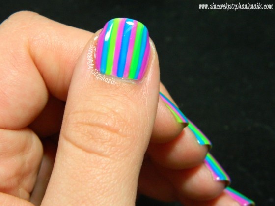 Visual Stripes a colorful nail art design