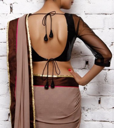 Deep back neck blouse designs for your saree