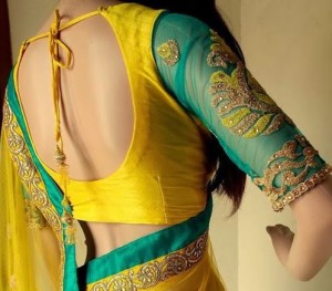 Deep back neck blouse designs for your saree